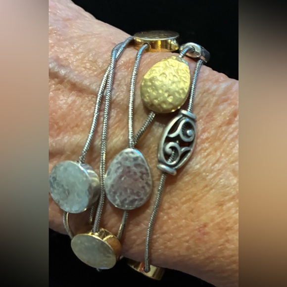 Brighton EUC Deco Gold Silver, Gold Multi-strand Bracelet w/ silver & gold-tone - Picture 2 of 11